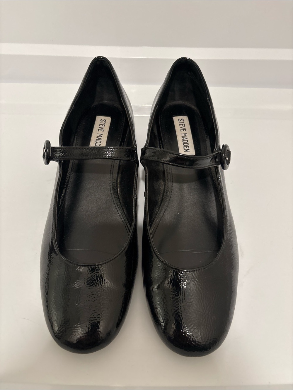 Steve Madden Sessily Black Patent Ballerina Mary Jane Pumps